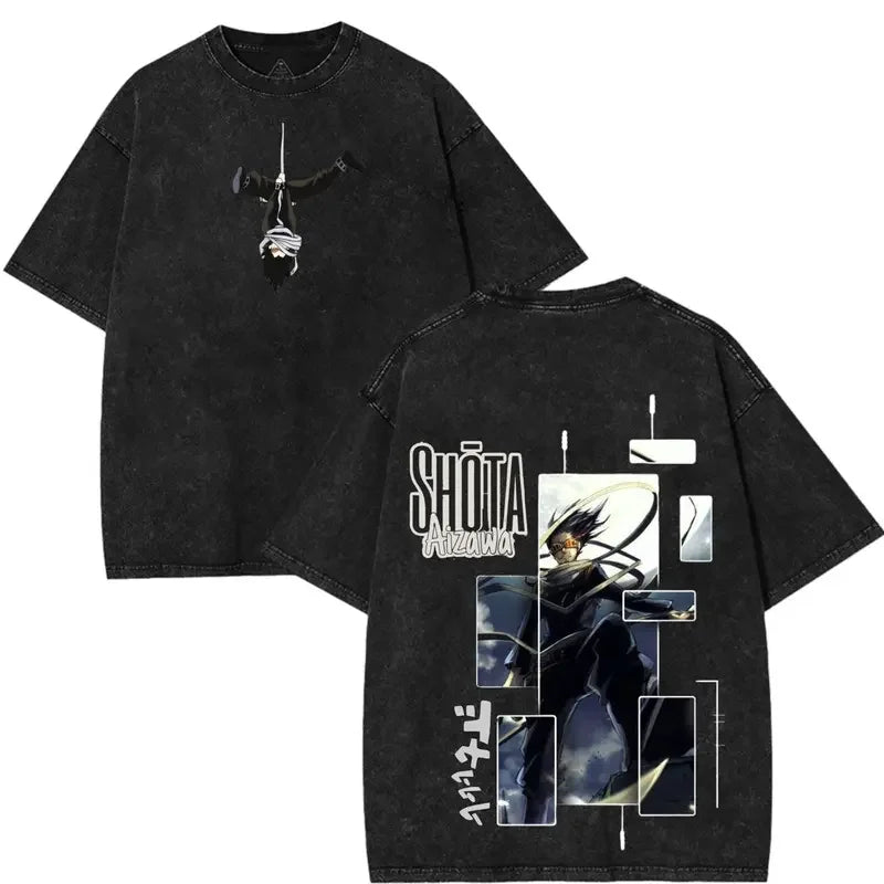 My Hero Academia: Aizawa Shouta Printed Tee Men Women Cotton Tshirts Vintage Washed T-shirt Harajuku Male Oversized T Shirt