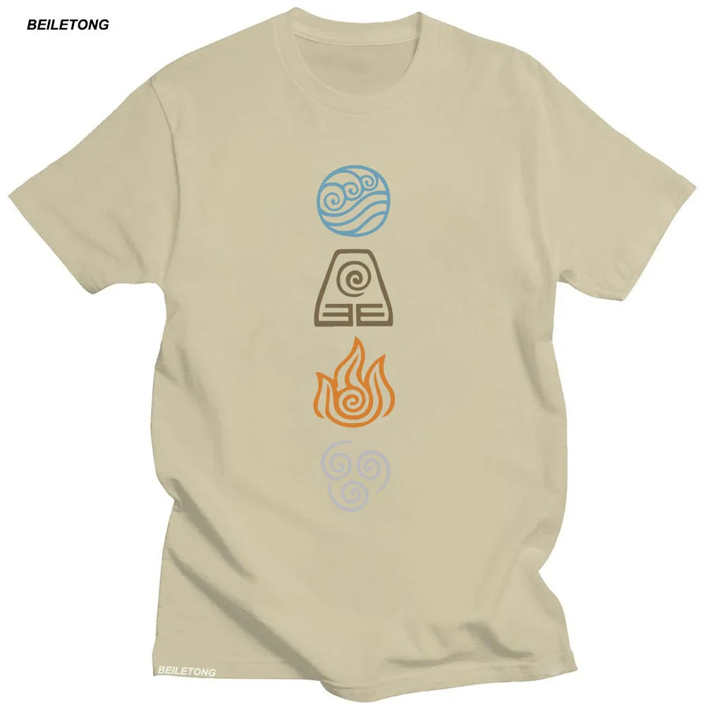 Avatar The Last Airbender: Tops Short Sleeve 100% Cotton Tshirts Black Hip Hop Camiseta