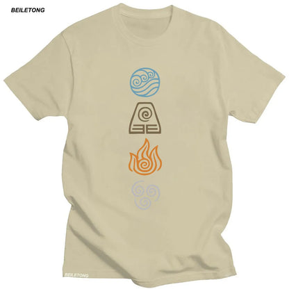 Avatar The Last Airbender: Tops Short Sleeve 100% Cotton Tshirts Black Hip Hop Camiseta