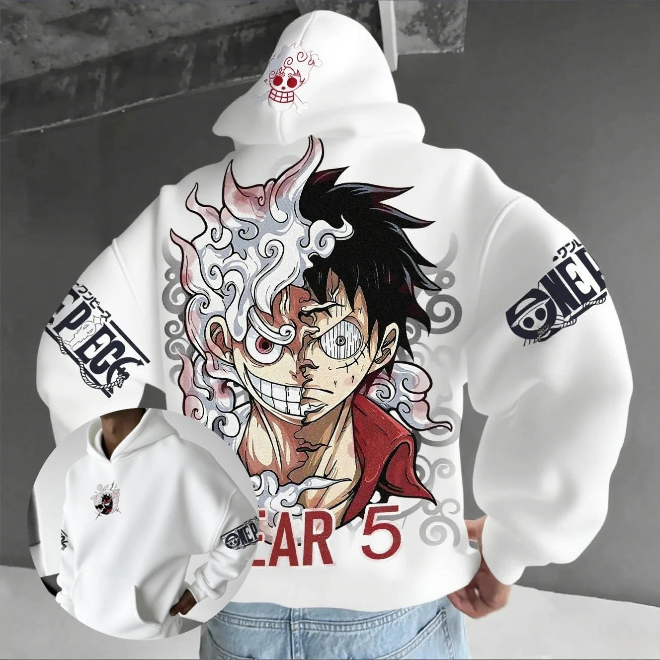 One Piece: Luffy Gear 5 Nika Streetwear Casual Pullover Sweatshirt Autumn Winter Cosplay Long Sleeve Tops