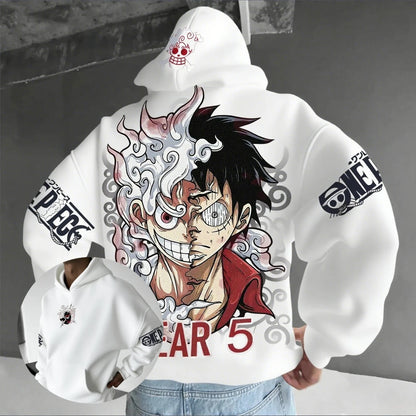 One Piece: Luffy Gear 5 Nika Streetwear Casual Pullover Sweatshirt Autumn Winter Cosplay Long Sleeve Tops