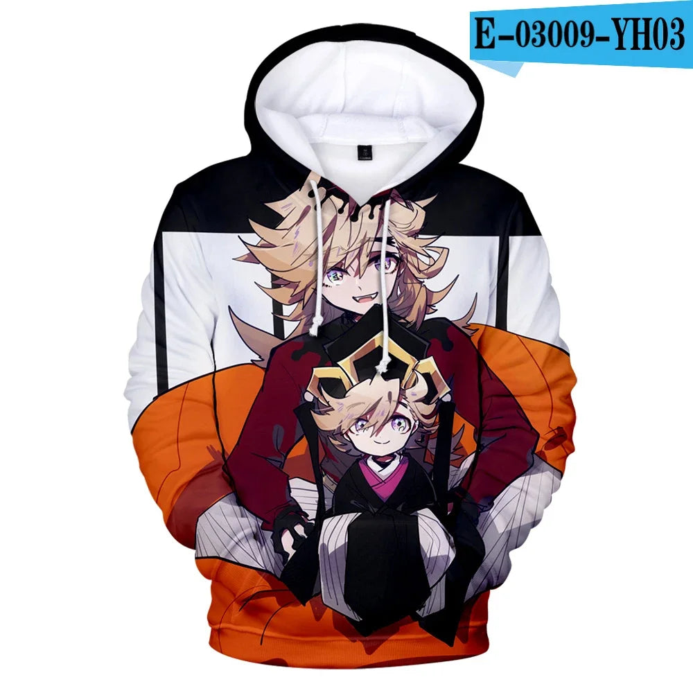 Demon Slayer: Kimetsu No Yaiba Hoodies Sweatshirts Black White Checkered Pattern Full Hoodies Casual