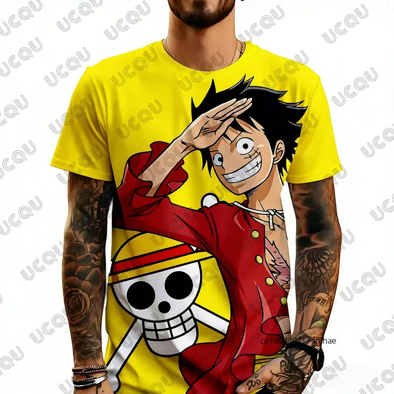 One Piece: Anime Luffy Cartoon 3D Print Men's T-shirt Summer Casual Cosplay Clothes Short Sleeve Tees Oversized Kids/Adult Tops
