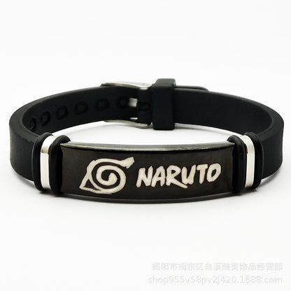 Naruto: Silicone Bracelet Cartoon Metal Silica Gel Uchiha Itachi Kakashi Anime Action Figures Accessories Children Toys Gifts