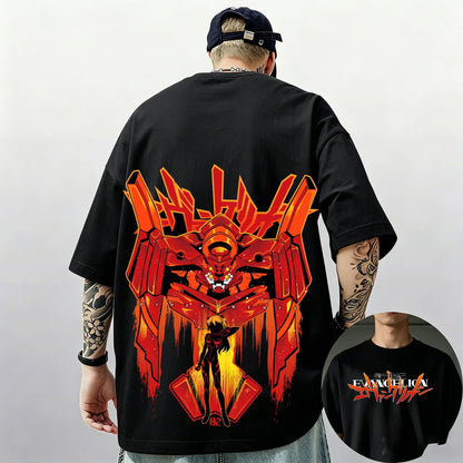 Evangelion: Pattern Street Style Print Short-Sleeve T-Shirt, Y2K Style, Suitable for Both Men and Women