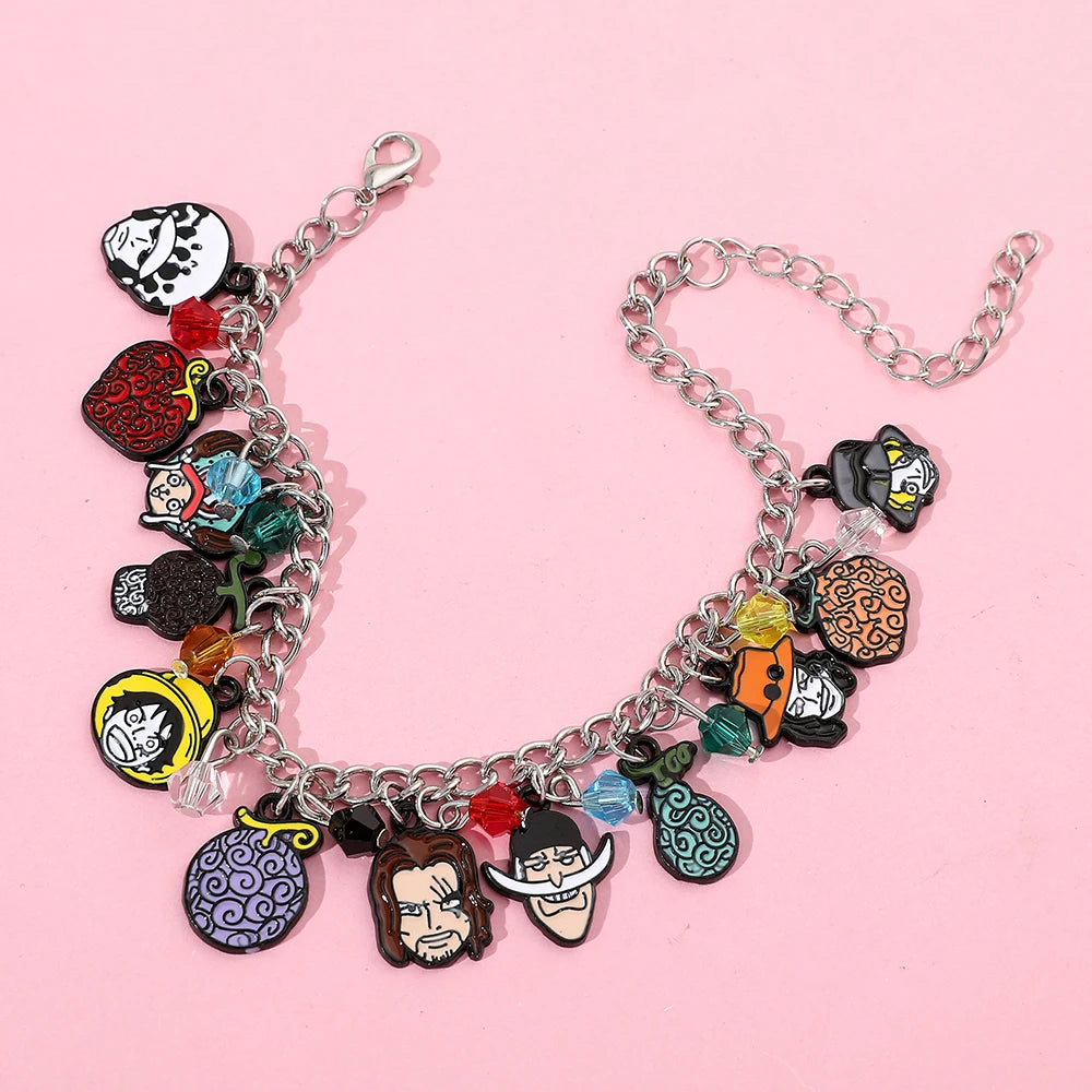 One Piece: Bracelets Anime Cartoon Monkey D. Luffy Pirate Pendant Chains Fashion Charms Bracelet for Women Jewelry Party Gifts