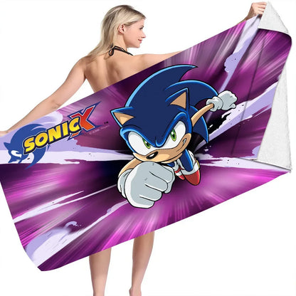 Sonic the Hedgehog: Beach Towel Beach Towel Quick Dry Absorbent Towel Fitness Bath Towel Adult Kids Holiday Gifts