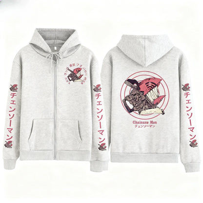 Chainsaw Man: Men's And Women's Zipper Coat Hoodie Sweater Long-sleeved Jacket Pochita Anime Spring And Autumn Top Winter
