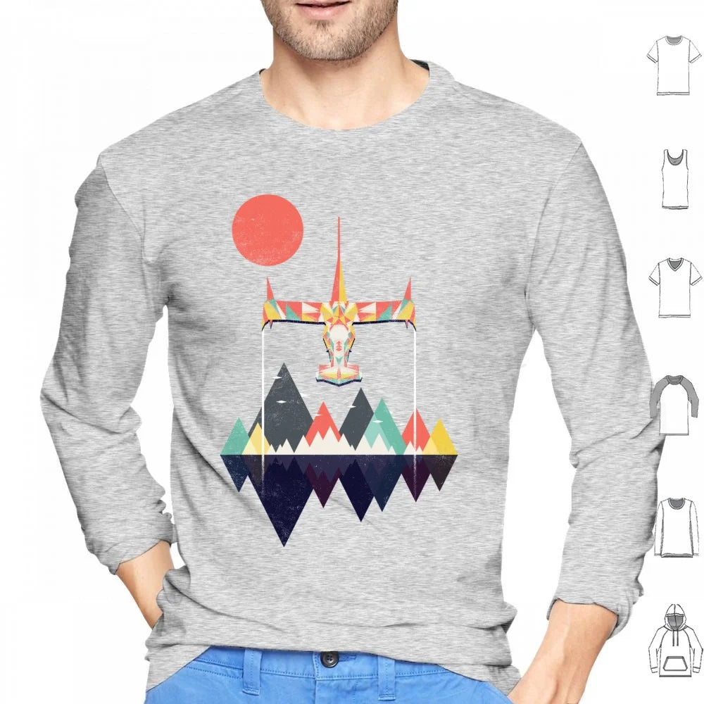 Cowboy Bebop: Swordfish Sunset Hoodie cotton Long Sleeve Sunset Geometric Space Mountains Swordfish Spike Colorful