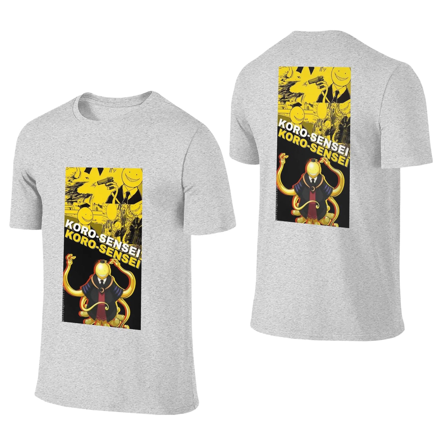 Assassination Classroom: Octopus Koro Sensei Men T-Shirt Double Sided Plus Size T Shirts Men's O-Neck Cotton Tees Short Male