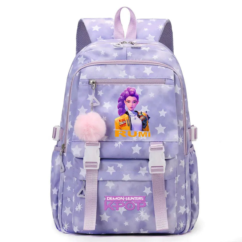 KPop Demon Hunters: Student Backpack Large Capacity Schoolbag Teenagers Student Backpack Women's Travel Laptop Bagpack