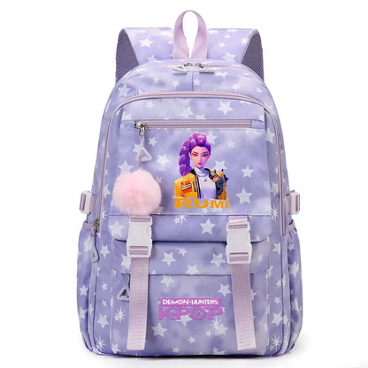 KPop Demon Hunters: Student Backpack Large Capacity Schoolbag Teenagers Student Backpack Women's Travel Laptop Bagpack