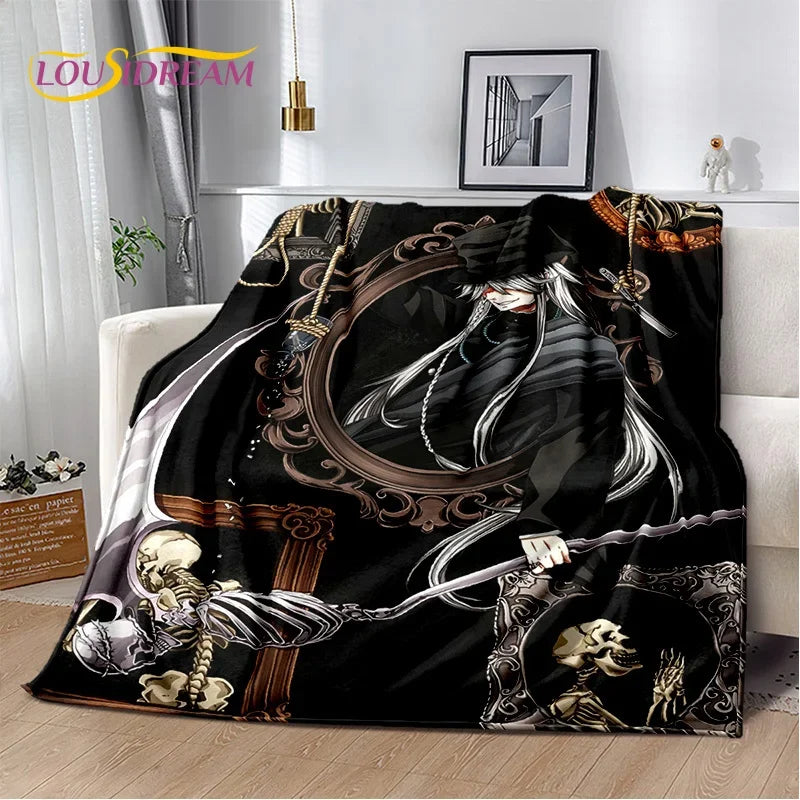 Cartoon Black Butler Anime 3D Blanket,Soft Throw Blanket for Home Bedroom Bed Sofa Picnic Travel Office Rest Cover Blanket Kids