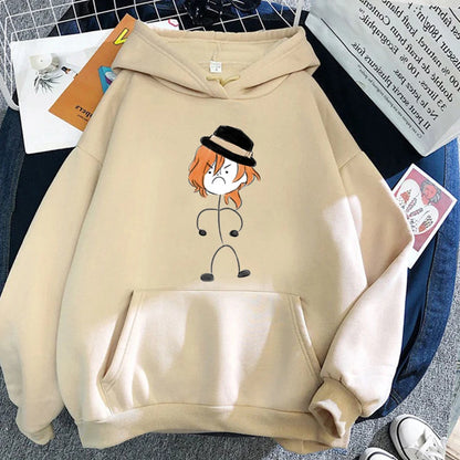 Bungo Stray Dogs: Anime Hooded Nakahara Chuuya Printed Men Women Hoodies Oversized Casual Sweatshirt Harajuku Unisex Streetwear