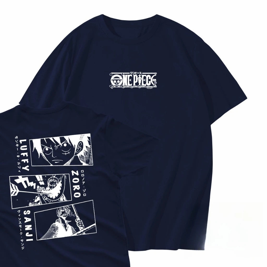 One Piece: Men's Fashion Portgas D. Ace Anime Print T-Shirt, Summer Trend, 100% Cotton, Casual Loose Short Sleeve
