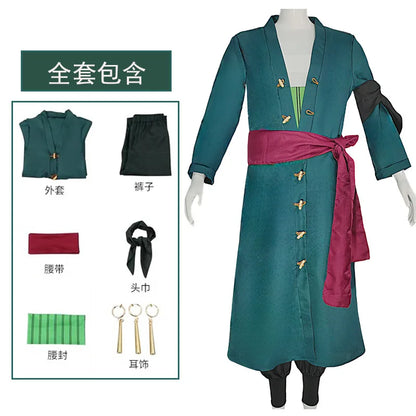 One Piece: Fantasia Wano Country Roronoa Of Zoro Cosplay Kimono Anime Pirate Disfraz Costume Men Male Halloween Carnival Party Clothes