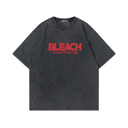 Bleach: Anime Tshirts Men Women Bleach Zaraki Kenpachi Printed Acid T-Shirt Cotton Graphic Punk Harajuku Tees Men's Clothing