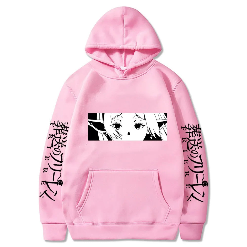 Frieren: Beyond Journey's End Women Sweatshirts Frieren Eyes Printed Hoodies Plus Size Long Sleeve Casual Pullovers