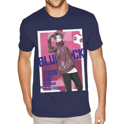 Blue Lock: Short Sleeve Crew Neck Natural Cotton Itoshi Sae TShirt Worlds Boyfriends S T Shirt