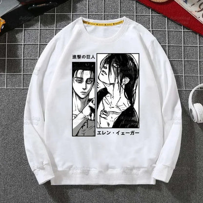 Attack on Titan Fleece Sweatshirts Harajuku Streetwear Autumn Spring Shingeki No Kyojin Anime O Neck Pullover Hoody Mens