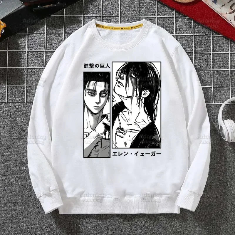 Attack on Titan Fleece Sweatshirts Harajuku Streetwear Autumn Spring Shingeki No Kyojin Anime O Neck Pullover Hoody Mens