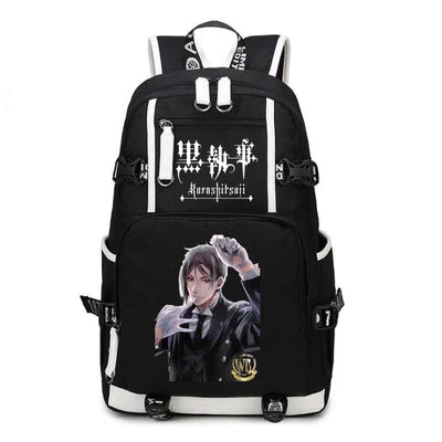 Black Butler: USB Backpack Book Bag Casual Travel Computer Men Women Girl Boys Cosplay Bag Schoolbag Laptop Bags