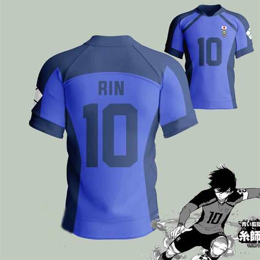 Blue Lock: Isagi Yoichi Football Jersey T-shirt Cosplay Hyoma Chigiri Meguru Bachira Tee Custom Name Number Clothes