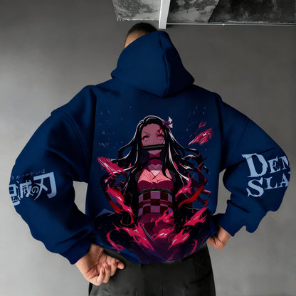 Demon Slayer: Men's Hoodie Sweatshirt Kamado Nezuko Anime Spring Autumn Winter Boy Harajuku Long-sleeved Parent-child Outfit