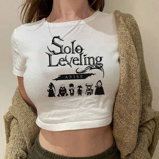 Solo Leveling: Sung Jin Woo crop top harajuku Streetwear gyaru Aesthetic cute corset vintage  Fairy woman top