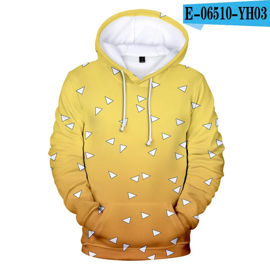 Demon Slayer: Kimetsu No Yaiba Hoodies Sweatshirts Black White Checkered Pattern Full Hoodies Casual