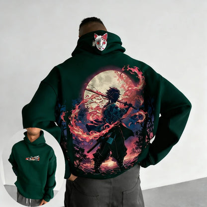 Demon Slayer: Men's Hoodie Sweatshirt Kamado Tanjirou Anime Spring Autumn and Winter Boy Warm Long-sleeved Parent-child Outfit