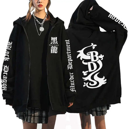 Tokyo Revengers: Plus Size Hoodie Mikey Baruhara Graphic Printed Hooded Men Women Sweatshirt With Zipper Hip Hop