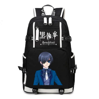 Black Butler: USB Backpack Book Bag Casual Travel Computer Men Women Girl Boys Cosplay Bag Schoolbag Laptop Bags