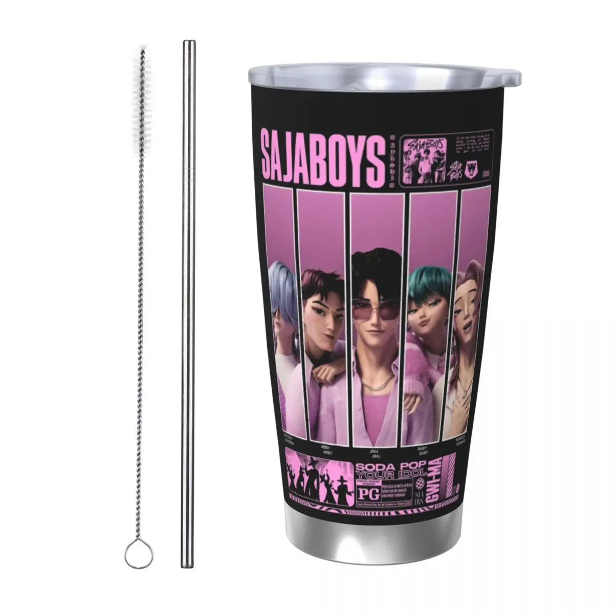 KPop Demon Hunters - Derpy  Insulated Tumbler with Lid Vacuum Thermal Mug Outdoor Travel Car Bottle Cup, 20oz