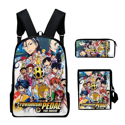 Yowamushi Pedal :3D Print 3pcs/Set pupil School Bags Laptop Daypack Backpack Inclined shoulder bag Pencil Case