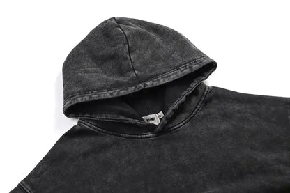 Attack on Titan: Unisex Vintage  Washed Retro Cotton Hoodie High Street Sweatshirt Women Men Streetwear Black Hooded Pullover