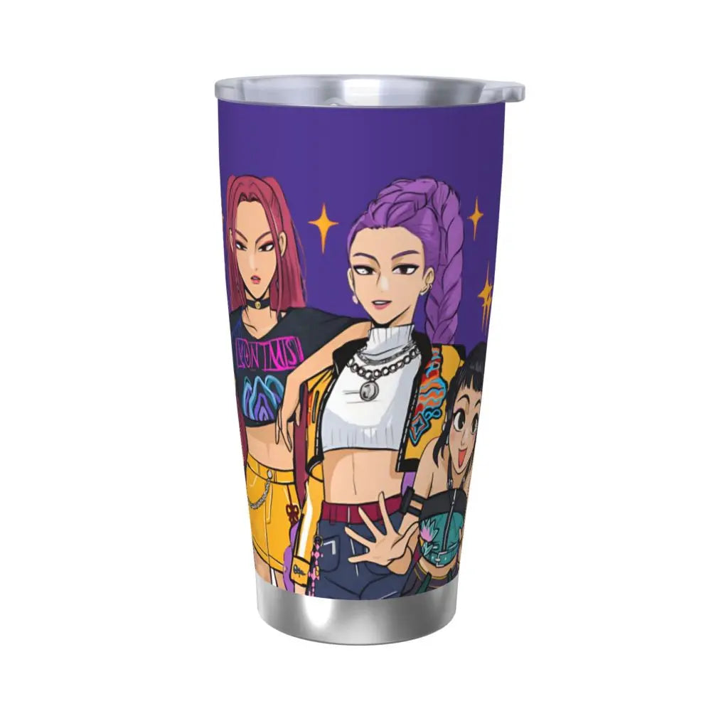 KPop Demon Hunters - Derpy  Insulated Tumbler with Lid Vacuum Thermal Mug Outdoor Travel Car Bottle Cup, 20oz