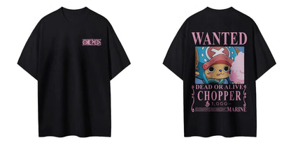 One Piece: Men's Fashion Portgas D. Ace Anime Print T-Shirt, Summer Trend, 100% Cotton, Casual Loose Short Sleeve