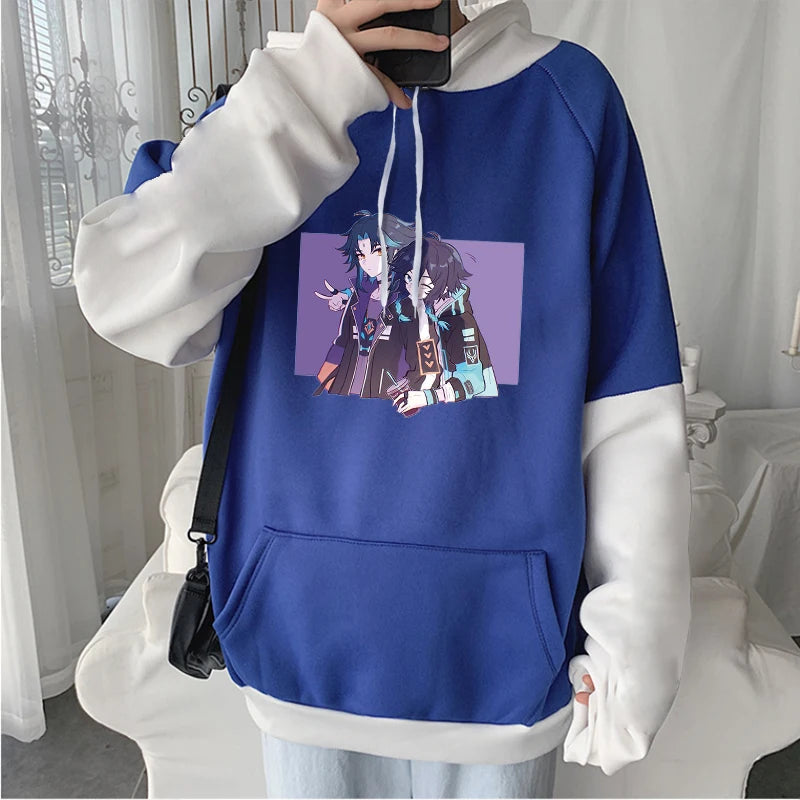 Genshin Impact: Harajuku Game Hoodies Men Xiao Mask Fangs Aesthetic Print Sweatshirt Long Winter Plus Size Streetwear Pullover