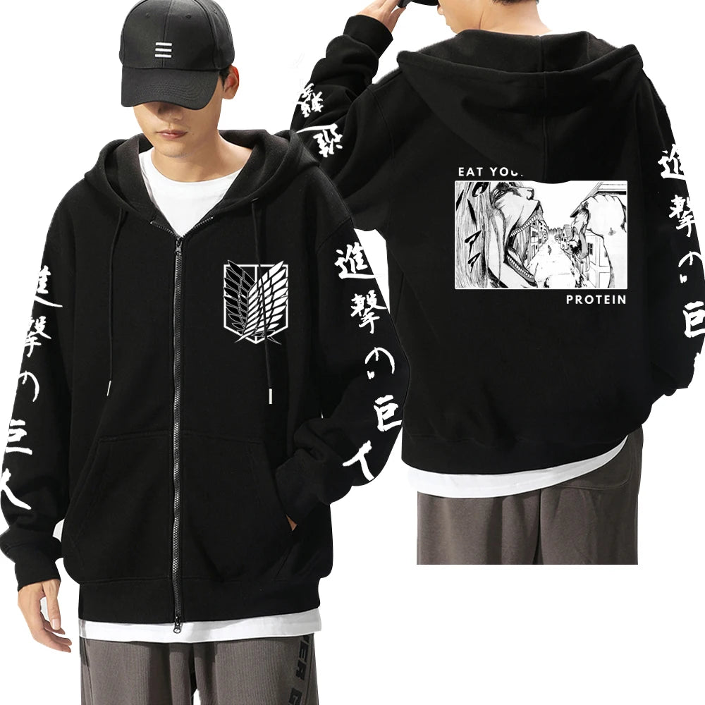 Attack On Titan: Levi Graphic Printed Hooded Plus Size Sweatshirt Harajuku Unisex Zipper Jacket