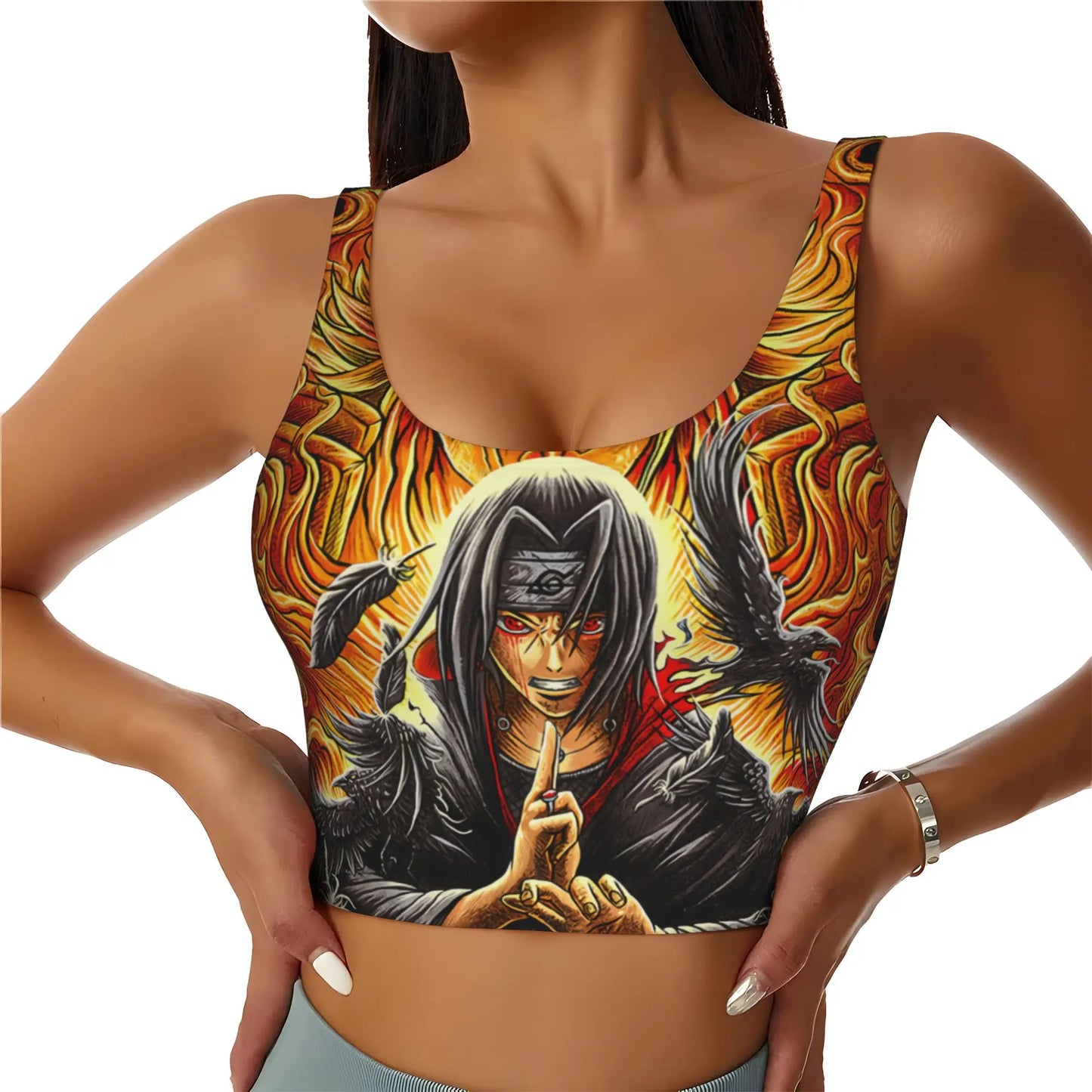 Naruto :Sasuke Uchiha Orochimaru  Sports Bra Women's Anime  Gym Workout Yoga Crop Top