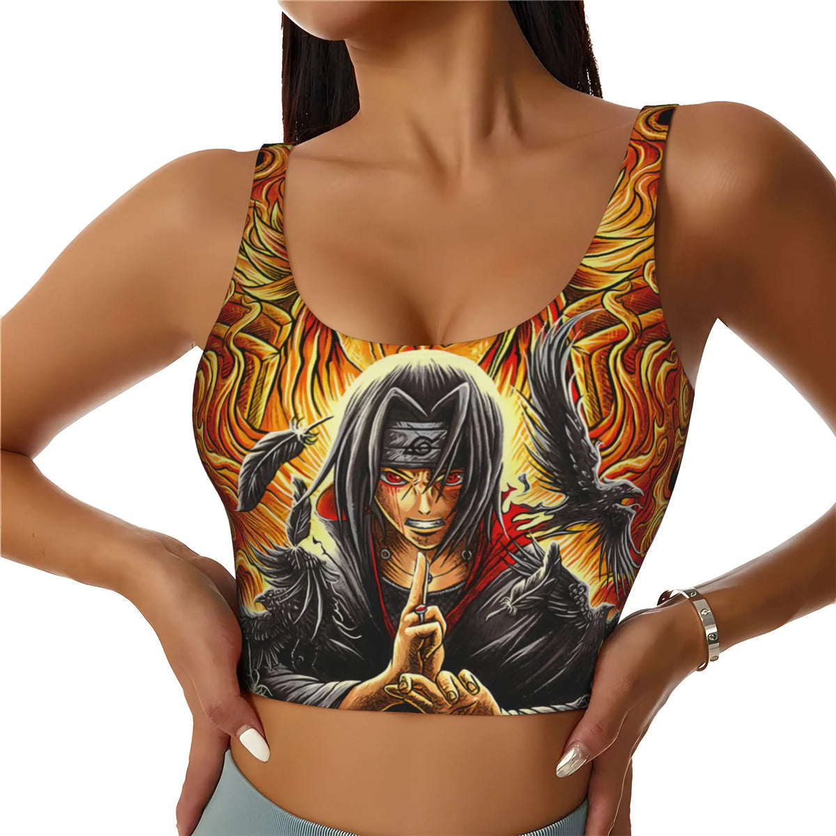 Naruto :Sasuke Uchiha Orochimaru  Sports Bra Women's Anime  Gym Workout Yoga Crop Top