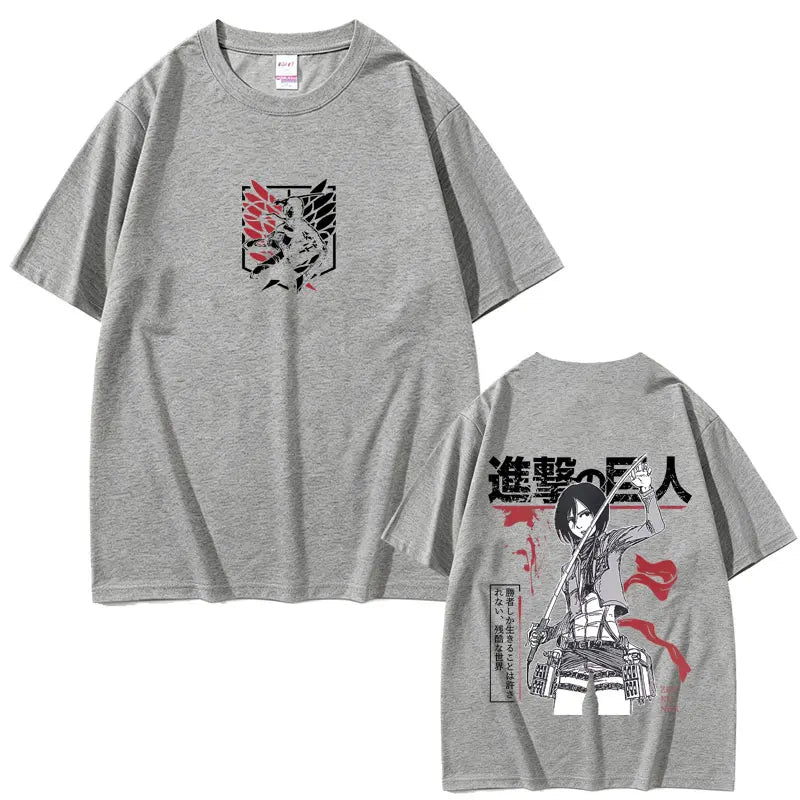 Attack on Titan: Mikasa Ackerman Merch T-shirt Men Women Manga Harajuku Oversized T Shirt Male Casual Retro Cotton T-shirts