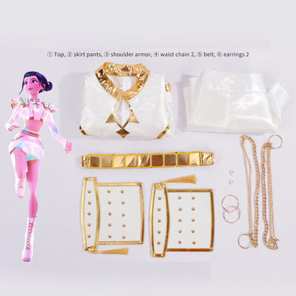 K-Pop Mira Rumi Zoey Cosplay Anime Demon Hunters Cosplay Costume Woman Black/White Gold Party Stage Play Uniform Girl Suit