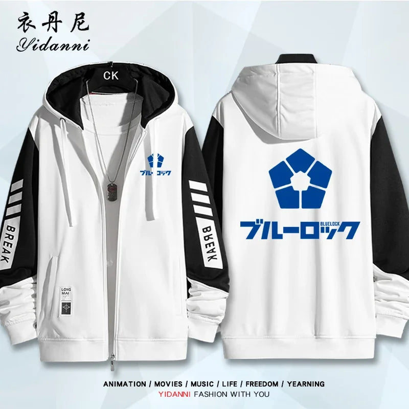 Blue Lock:  Mikage Reo Isagi Yoichi Nagi Seishiro Cosplay Jacket Zipper Hoodie Women Men Fashion Hooded Coat Couple Tops Gift