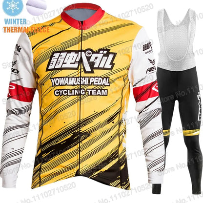 YOWAMUSHI PEDAL:Cycling Jersey 2025 Set Team Long Sleeve Cycling Clothing Bike Thermal Jacket Suit Pants Bib MTB Ropa Maillot