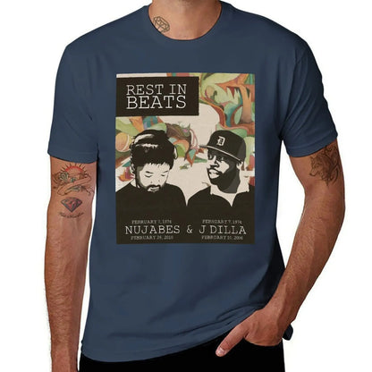 Nujabes and J Dilla: T-Shirt Basic Crew Neck Short Sleeve Top