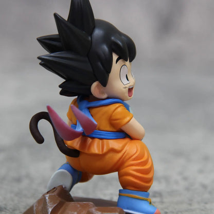 Dragon Ball: Childhood Little Goku Hugs Puer Ya Mu Tea Little Follower Figures Doll Pvc Model Statue Collection Toys Ornamen Gift