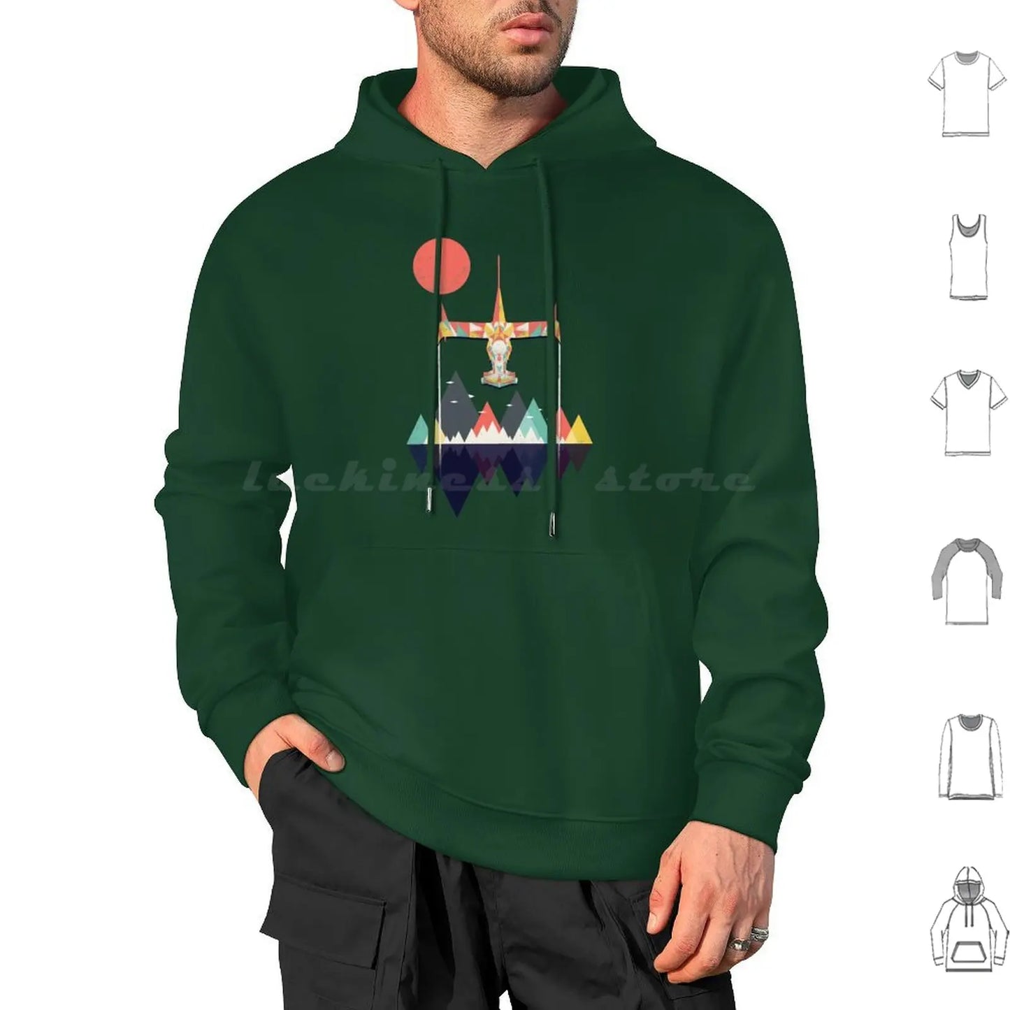 Cowboy Bebop: Swordfish Sunset Hoodie cotton Long Sleeve Sunset Geometric Space Mountains Swordfish Spike Colorful