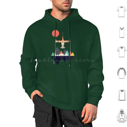 Cowboy Bebop: Swordfish Sunset Hoodie cotton Long Sleeve Sunset Geometric Space Mountains Swordfish Spike Colorful